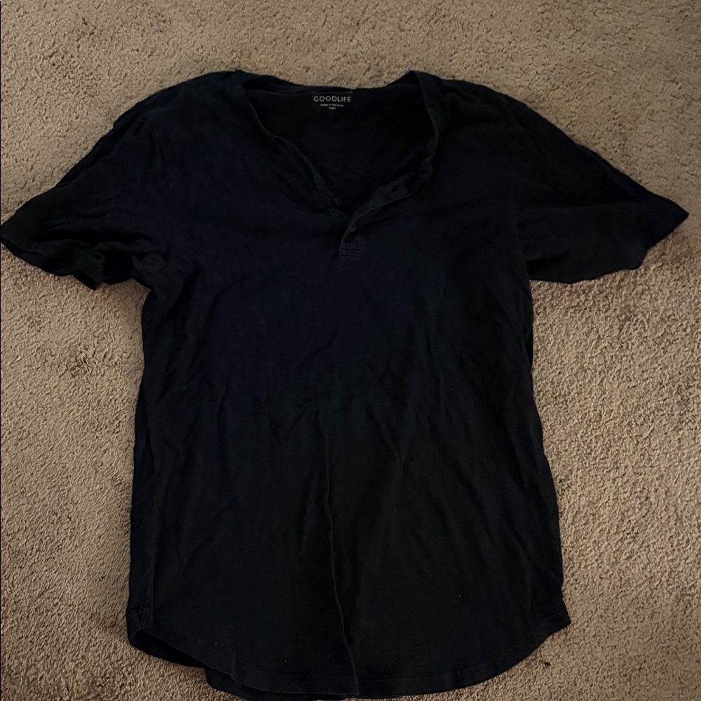 Goodlife Men's Black Button Up Scallop Tee